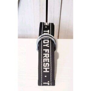 Teddy Fresh Belt One Size Black & White Logo Stitching Adjustable Utitlity